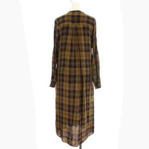 TICCA ワンピース チェック 長袖 シャツワンピース ロング バンドカラー F 茶 ブラウン