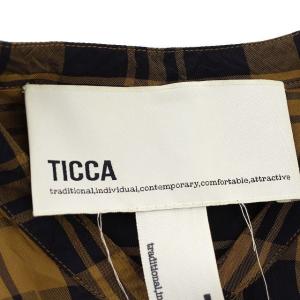 TICCA ワンピース チェック 長袖 シャツワンピース ロング バンドカラー F 茶 ブラウン