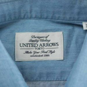 UNITED ARROWS UADT ダンガリー ショートワイドシャツ カジュアルシャツ 長袖 37 S 青 ブルー 1111-250-2024