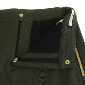 MARK&LONA ゴルフウェア シーズン柄スカート ミニ 台形 ロゴ サイドライン インパン付き 38 カーキ ブラック