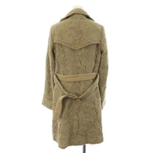 GRACE CONTINENTAL Pコート ロング レース 花柄 ウール 38 グリーン ベージュ
