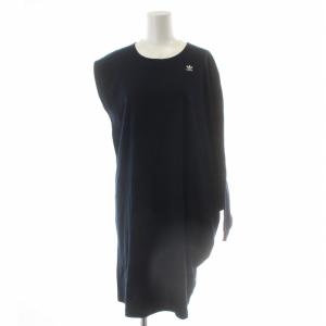 adidas Originals ハイク HYKE アシンメトリー ひざ丈ワンピース カットソー ドルマンスリーブ S 紺 ネイビー