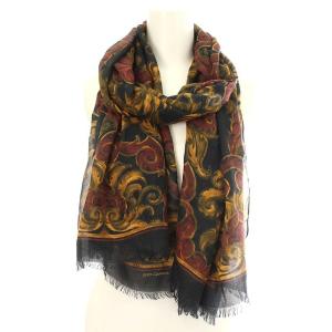 ストール スカーフ GQ213E カシミヤ混 総柄 ボルドー