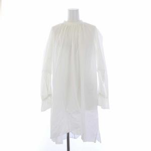 AMERI 20AW ギャザーチュニックワンピース 長袖 バンドカラー F 白 ホワイト