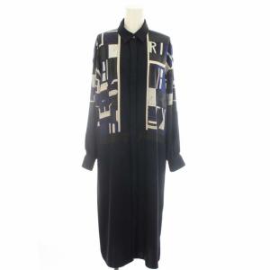 シャツワンピース プリント柄 ロング 長袖 F マルチカラー