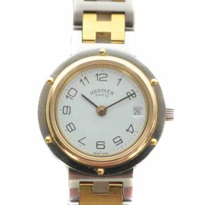 腕時計 クォーツ クリッパー デイト SS Hロゴバンド ゴールド色 シルバー色