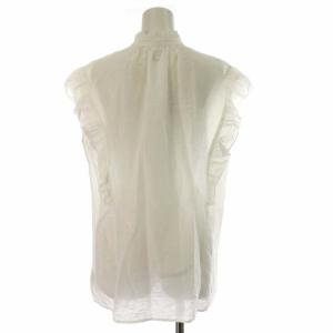 Spick&Span 22SS ノースリコットン シルクピンタックフリルブラウス シャツ シアー シルク混 絹混 白 ホワイト 22051200214020