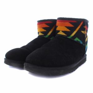 UGG australia PENDLETON クラシックミニ ショートブーツ ムートンブーツ 柄 スエード US6 ブラック