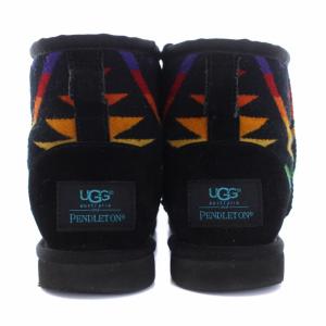 UGG australia PENDLETON クラシックミニ ショートブーツ ムートンブーツ 柄 スエード US6 ブラック