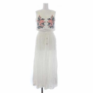 19SS 刺繍レース ニットワンピース ノースリーブ ロング 36 S 白 ホワイト