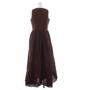 MARIHA 夏のレディドレス ノースリーブ ロングワンピース 38 M 茶 ブラウン