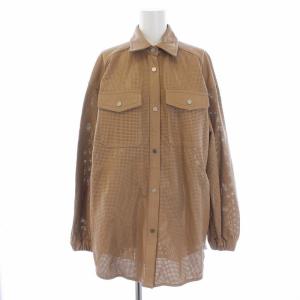 21SS ラムレザー シャツジャケット アウター 羊革 パンチング 36 S ベージュ