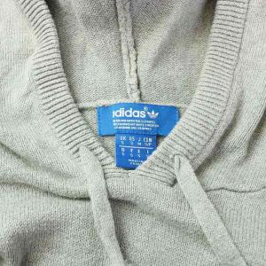 adidas Originals パーカー ニット プルオーバー 長袖 ロゴ M グレー ホワイト