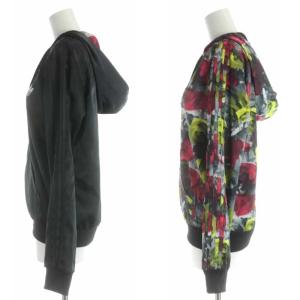 adidas Originals ジャケット パーカー ジップアップ スリーライン リバーシブル 総柄 長袖 M 黒 ブラック 赤 レッド