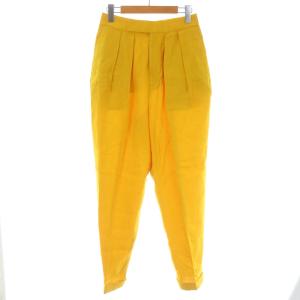 19AW ツイルタックパンツ テーパード 麻 リネン 38 M 黄色 イエロー