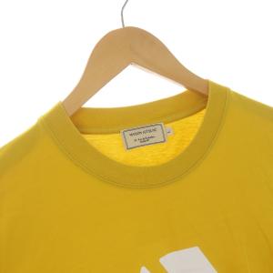 Maison Kitsuné Tシャツ カットソー クルーネック プルオーバー 半袖 プリント ロゴ L 黄色 イエロー 白 ホワイト