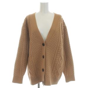 UNITED ARROWS UWSCケーブルVネックカーディガン ニット 長袖 ウール 茶 ブラウン