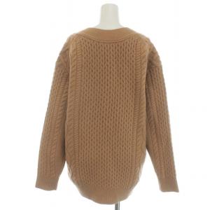 UNITED ARROWS UWSCケーブルVネックカーディガン ニット 長袖 ウール 茶 ブラウン