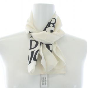 Christian Dior J'ADORE ストール ロゴ シルク アイボリー ブラック