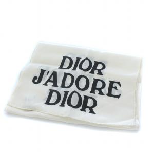 Christian Dior J'ADORE ストール ロゴ シルク アイボリー ブラック