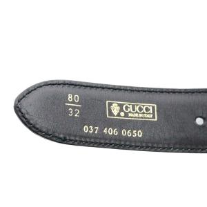 GUCCI ベルト レザー ハトメ ゴールド金具 80/32 ブラック