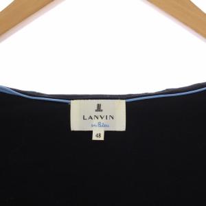 LANVIN en Bleu ダウン切替 パーカー 長袖 ジップアップ 48 ブラック