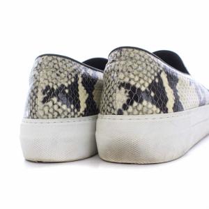 PELLICO SUNNY スリッポン フラットシューズ パイソン柄 レザー 38 25cm ベージュ ブラック 黒