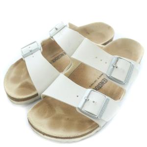 BIRKENSTOCK アリゾナ ARIZONA コンフォートサンダル フラット ベルト レザー 37 24cm 白 ホワイト ベージュ D