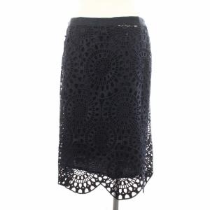 ADORE ラップ風スカート フレアスカート レース ミモレ ロング ネイビー