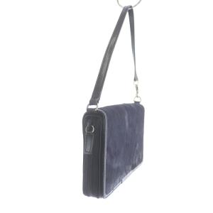 GIVENCHY トラベルウォレット ハンドバッグ 長財布 ワンハンドル ロゴ ハラコ レザー 紺 ネイビー