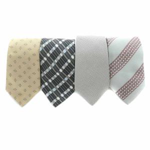 ネクタイ 4本セット まとめ売り シルク ストライプ チェック グレー 紺 ネイビー ベージュ