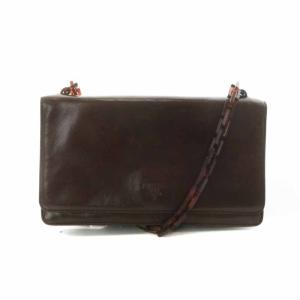 PRADA ショルダーバッグ ヴィンテージ  レザー べっ甲柄チェーン ブラウン