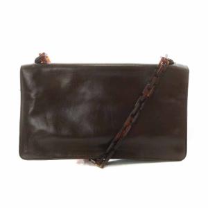 PRADA ショルダーバッグ ヴィンテージ  レザー べっ甲柄チェーン ブラウン