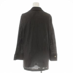 LANVIN コレクション COLLECTION ブラウス シャツ 長袖 Vネック 麻 リネン 40 Ｌ グレー