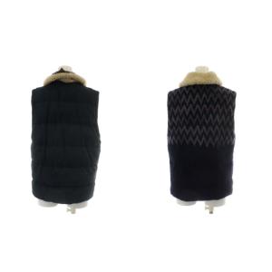 MISSONI ダウンベスト リバーシブル ウール アウター S 紺 ネイビー