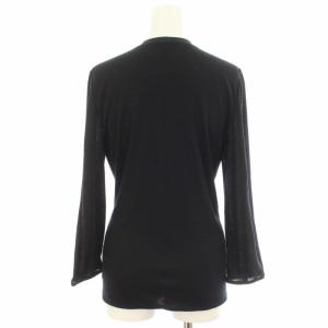 GIORGIO ARMANI カーディガン ニット ドレープ ウール リボン 長袖 46 ブラック