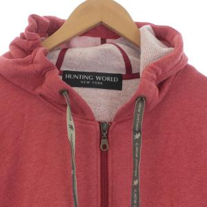 HUNTING WORLD パーカー ジップアップ フード ロゴ XL 赤 レッド