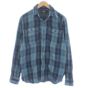 ラルフローレン ワークシャツ 長袖 チェック デニム L ネイビー
