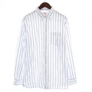 Brooks Brothers シャツ 長袖 ボタンダウン ストライプ L 白 青 ホワイト ブルー