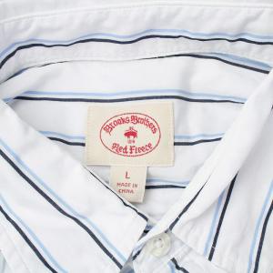 Brooks Brothers シャツ 長袖 ボタンダウン ストライプ L 白 青 ホワイト ブルー