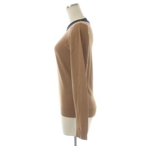 JOHN SMEDLEY ニット セーター 長袖 襟付き プルオーバー 薄手 ウール S ブラウン ブラック