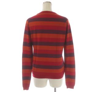 JOHN SMEDLEY ニット セーター 長袖 クルーネック プルオーバー 薄手 ボーダー ウール S レッド
