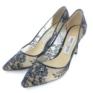 ROMY 85 パンプス レース ポインテッドトゥ 24cm ネイビー