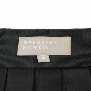 MARGARET HOWELL フレアスカート ギャザー ひざ丈 3 L 黒 ブラック