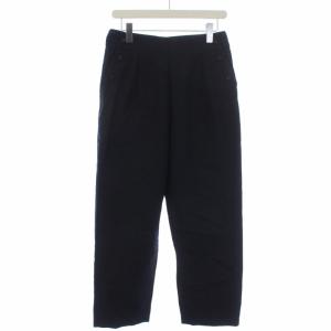 ワイドパンツ フロントボタン シルク 日本製 2 M 紺 ネイビー 578-142112