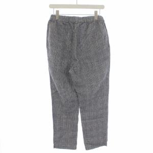 nest Robe イージーパンツ チェック リネン 日本製 F 白 ホワイト 黒 ブラック