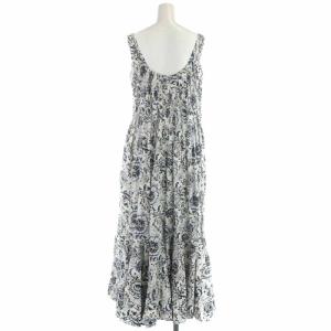 MARIHA フレアワンピース ロング マキシ コットン 花柄 ノースリーブ 紺 ネイビー 白 ホワイト