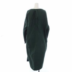 Drawer ポプリンワンピース 長袖 ロング リボン 36 S 緑 グリーン