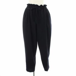 20SS PEライトジョーゼット フロントギャザーゴムトラウザーパンツ テーパード 34 XS ダークネイビー