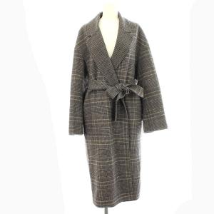 21AW チェスターコート チェック ロング コート ウール S グレー